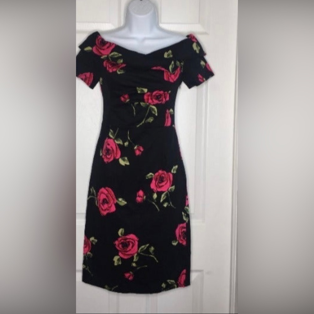 Lindy Rose Wiggle Dress Vintage Off Shoulder Style size S 4-6
